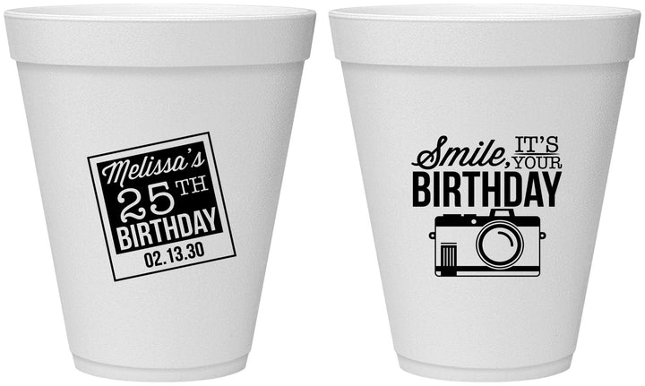 Personalized Birthday 12 oz Foam Cups - 25th | 20053