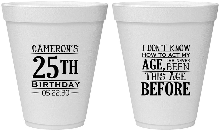 Personalized Birthday 12 oz Foam Cups - 25th | 20054