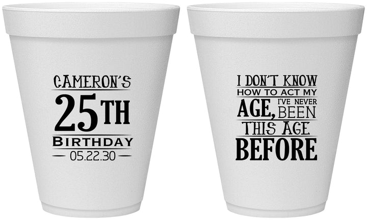 Personalized Birthday 12 oz Foam Cups - 25th | 20054