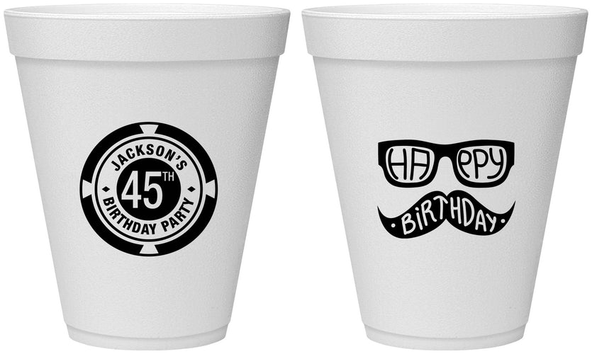Personalized Birthday 12 oz Foam Cups - 45th Las Vegas | 20064