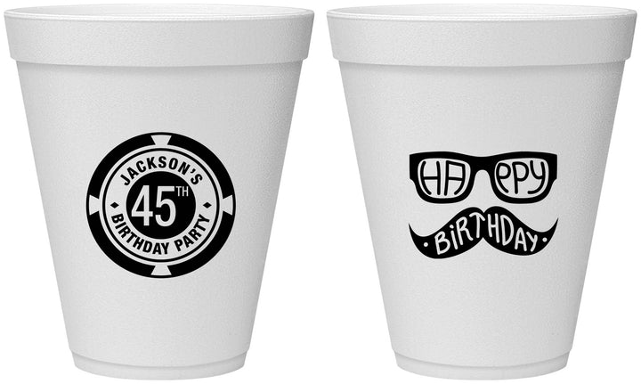 Personalized Birthday 12 oz Foam Cups - 45th Las Vegas | 20064