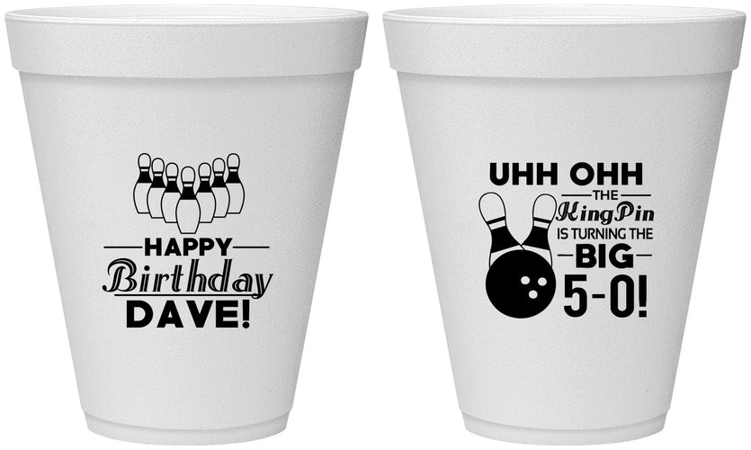 Personalized Birthday 12 oz Foam Cups - 50th Bowing | 20071