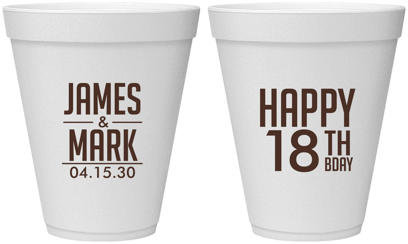 Personalized Birthday 12 oz Foam Cups - 18th | 20074