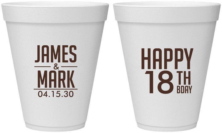 Personalized Birthday 12 oz Foam Cups - 18th | 20074