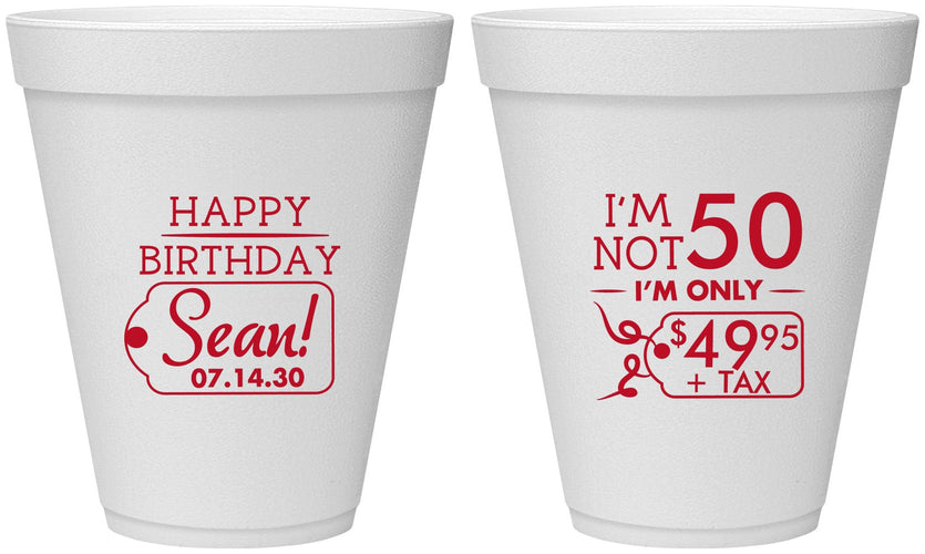 Personalized Birthday 12 oz Foam Cups - 50th | 20080