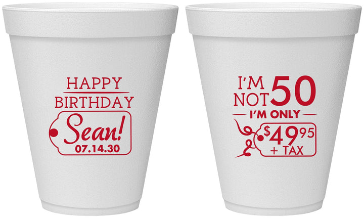 Personalized Birthday 12 oz Foam Cups - 50th | 20080