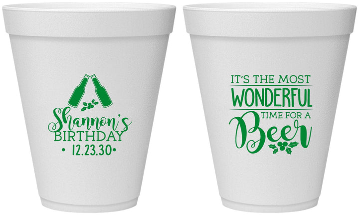 Personalized Birthday 12 oz Foam Cups - Christmas | 20082