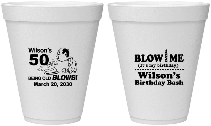 Personalized Birthday 12 oz Foam Cups - 50th | 20085