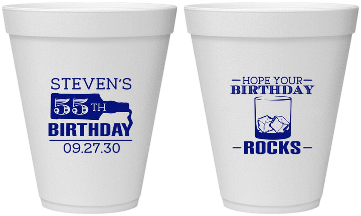 Personalized Birthday 12 oz Foam Cups - 55th | 20090