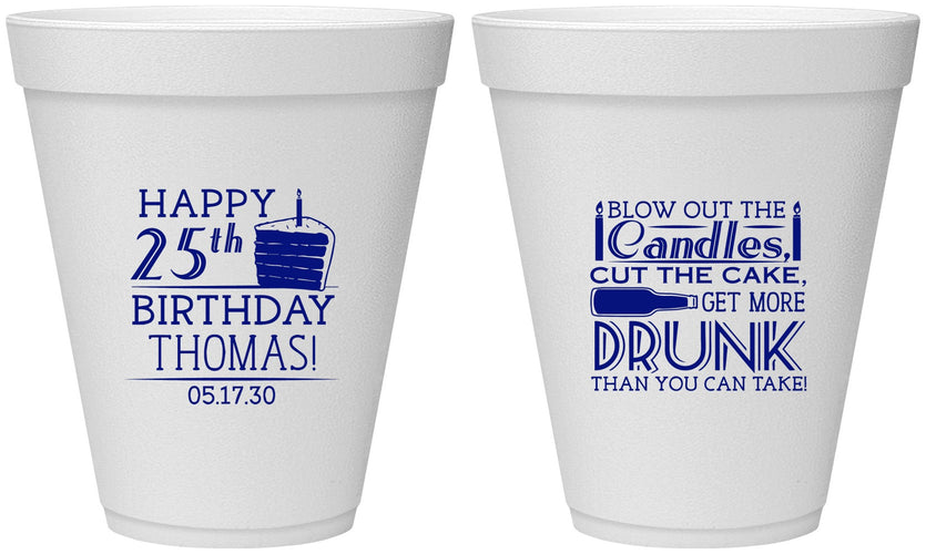 Personalized Birthday 12 oz Foam Cups - 25th | 20091