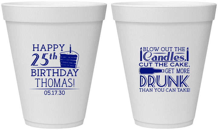 Personalized Birthday 12 oz Foam Cups - 25th | 20091