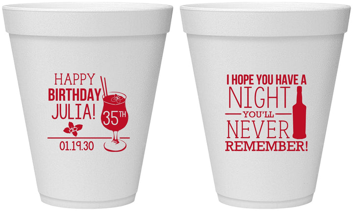 Personalized Birthday 12 oz Foam Cups - 35th | 20092
