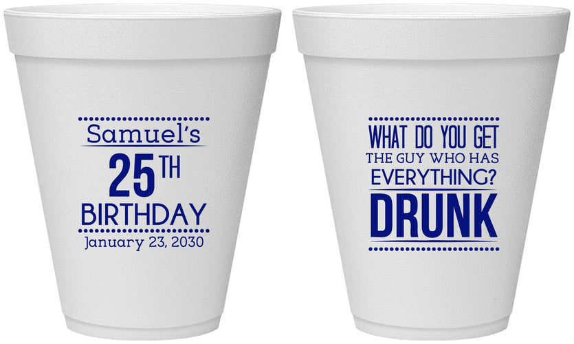Personalized Birthday 12 oz Foam Cups - 25th | 20094