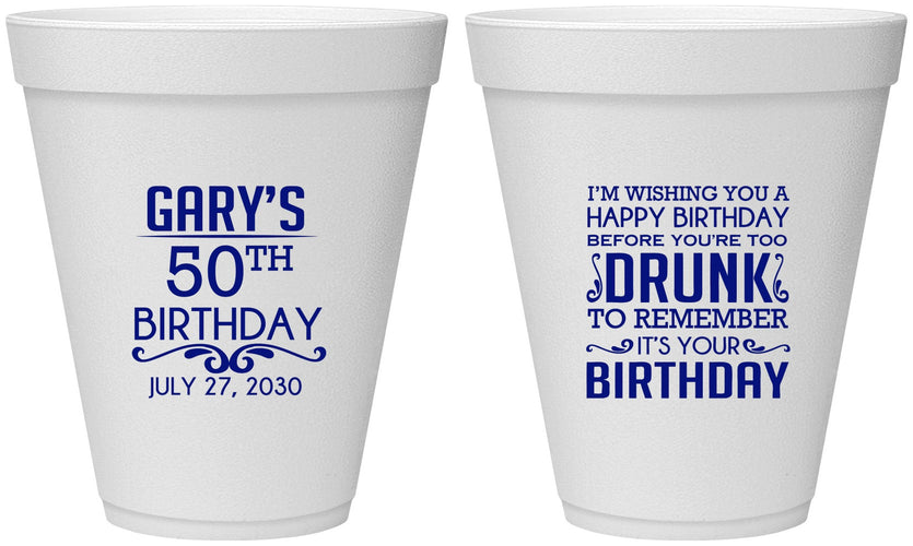 Personalized Birthday 12 oz Foam Cups - 50th | 20095