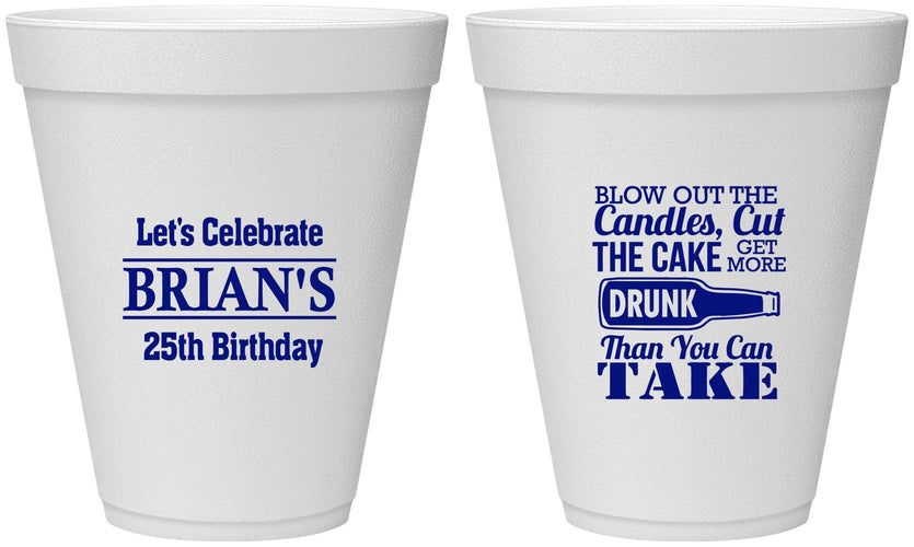 Personalized Birthday 12 oz Foam Cups - 25th | 20100