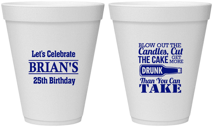 Personalized Birthday 12 oz Foam Cups - 25th | 20100