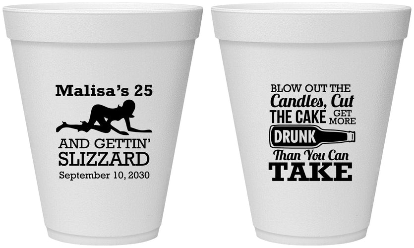 Personalized Birthday 12 oz Foam Cups - 25th Strip Club | 20102