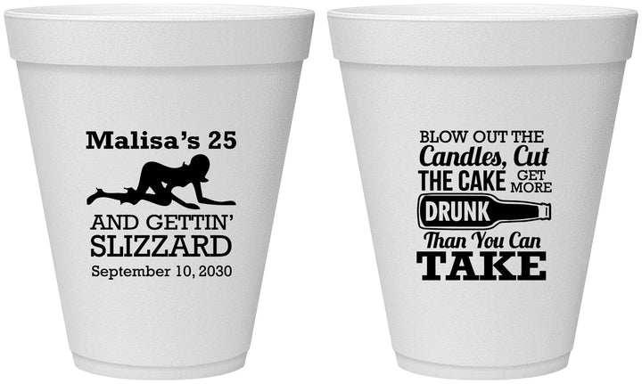 Personalized Birthday 12 oz Foam Cups - 25th Strip Club | 20102