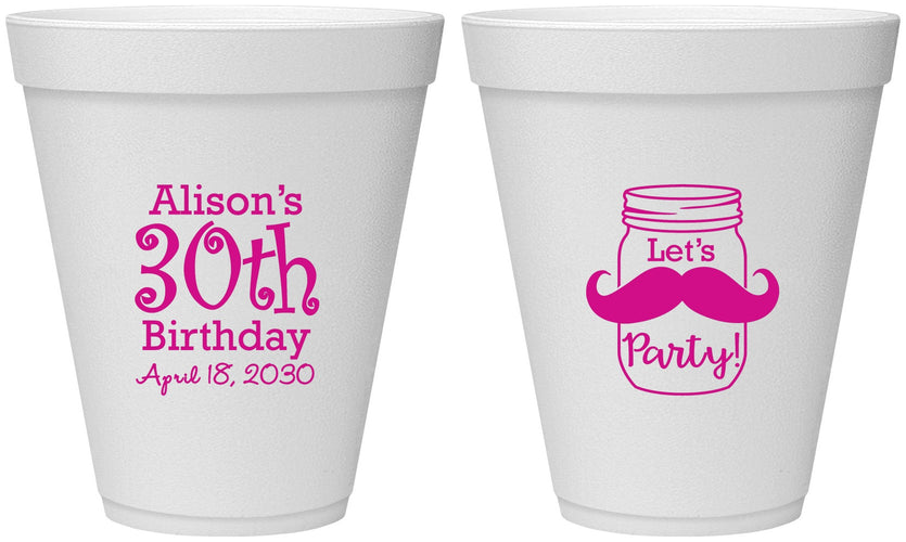 Personalized Birthday 12 oz Foam Cups - 30th | 20104