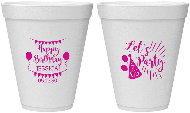 Personalized Birthday 12 oz Foam Cups - 65th | 20105