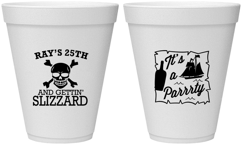 Personalized Birthday 12 oz Foam Cups - 25th Pirate | 20107