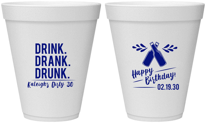 Personalized Birthday 12 oz Foam Cups - 30th Dirty | 20110