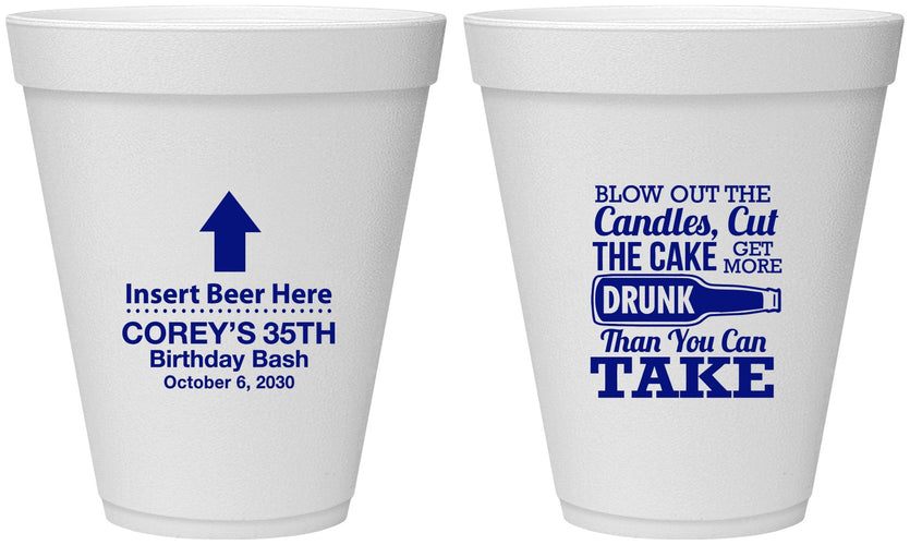 Personalized Birthday 12 oz Foam Cups - 35th | 20111