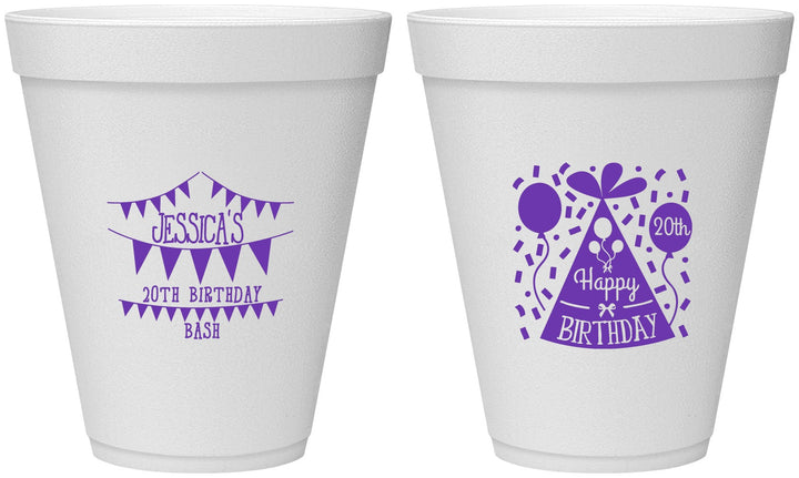 Personalized Birthday 12 oz Foam Cups - 20th | 20113