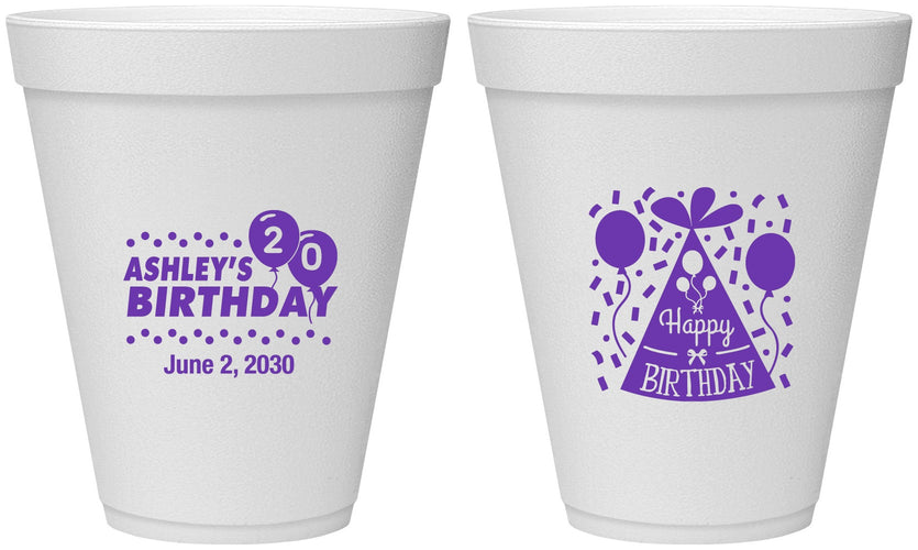 Personalized Birthday 12 oz Foam Cups - 20th | 20114