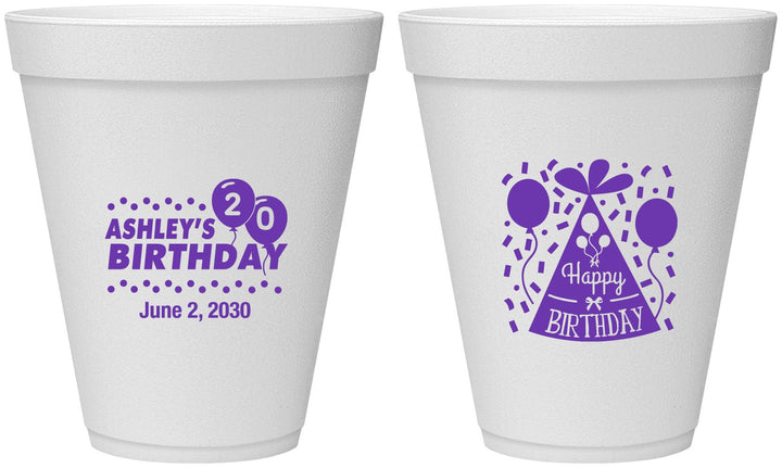 Personalized Birthday 12 oz Foam Cups - 20th | 20114