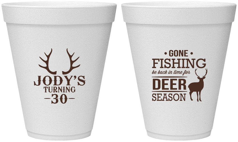 Personalized Birthday 12 oz Foam Cups - 30th Deer Season | 20127
