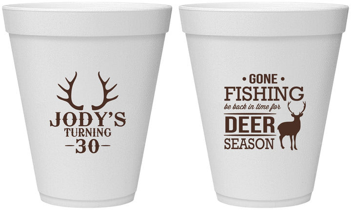 Personalized Birthday 12 oz Foam Cups - 30th Deer Season | 20127