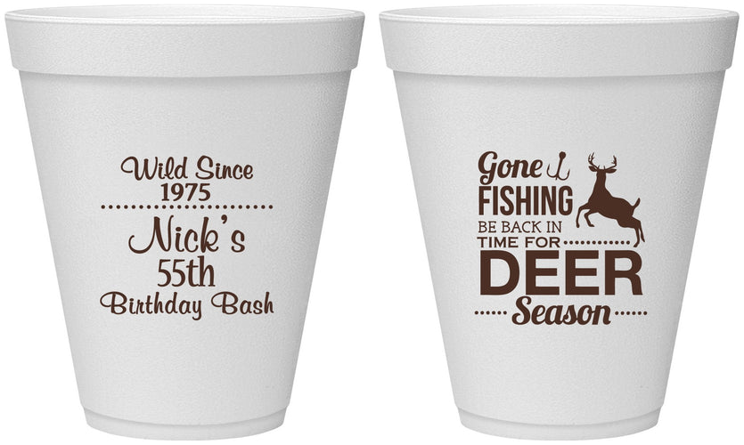 Personalized Birthday 12 oz Foam Cups - 55th Gone Fishing | 20128