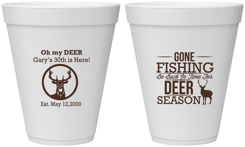 Personalized Birthday 12 oz Foam Cups - 30th Deer Season | 20129
