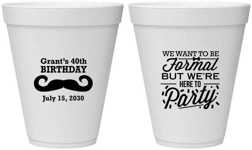 Personalized Birthday 12 oz Foam Cups - 40th | 20131