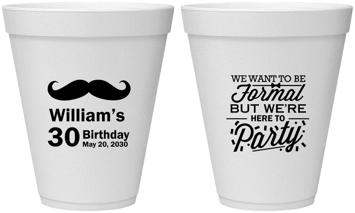 Personalized Birthday 12 oz Foam Cups - 30th | 20132