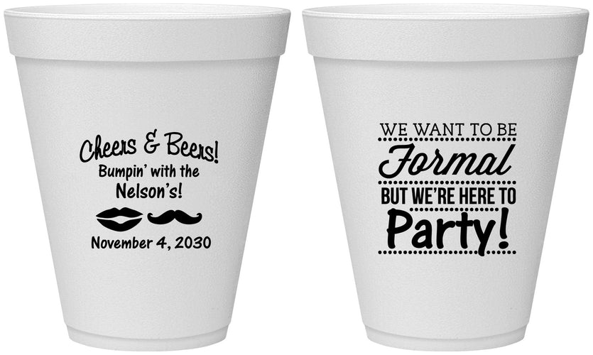 Personalized Birthday 12 oz Foam Cups - Cheers Beers Formal | 20133