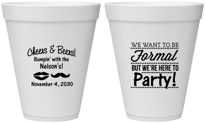 Personalized Birthday 12 oz Foam Cups - Cheers Beers Formal | 20133