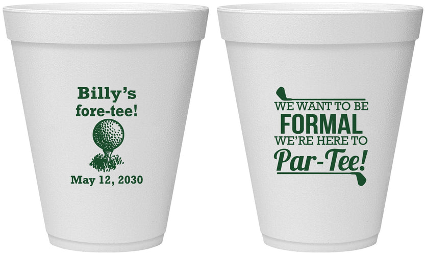 Personalized Birthday 12 oz Foam Cups - 40th Golf | 20134