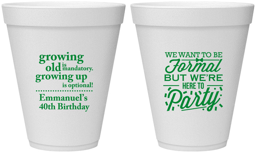 Personalized Birthday 12 oz Foam Cups - 40th | 20135
