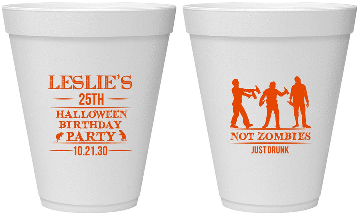 Personalized Birthday 12 oz Foam Cups - 25th Halloween | 20143