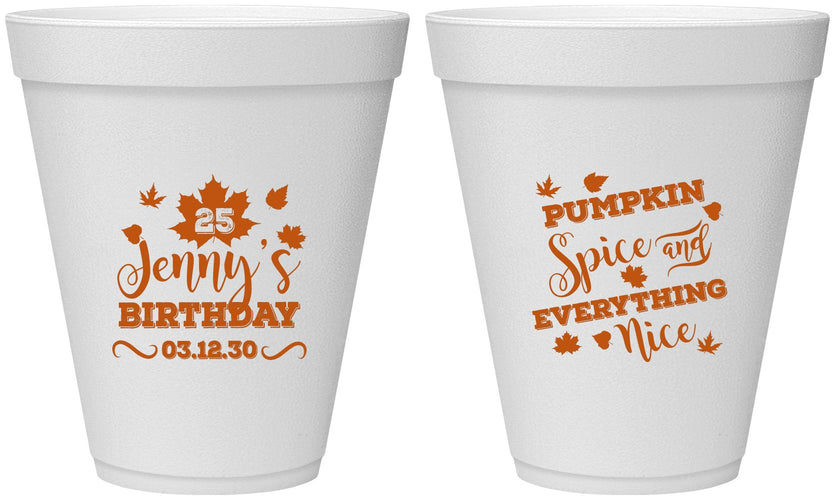 Personalized Birthday 12 oz Foam Cups - 25th Thanksgiving | 20144