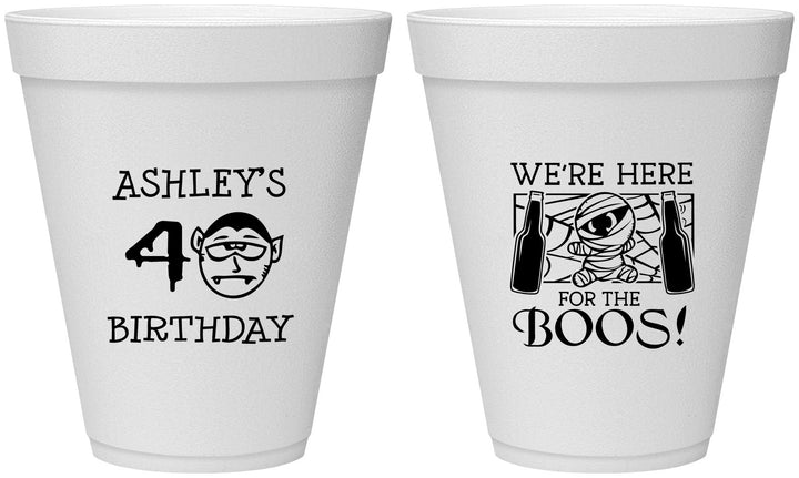 Personalized Birthday 12 oz Foam Cups - 40th Halloween | 20145
