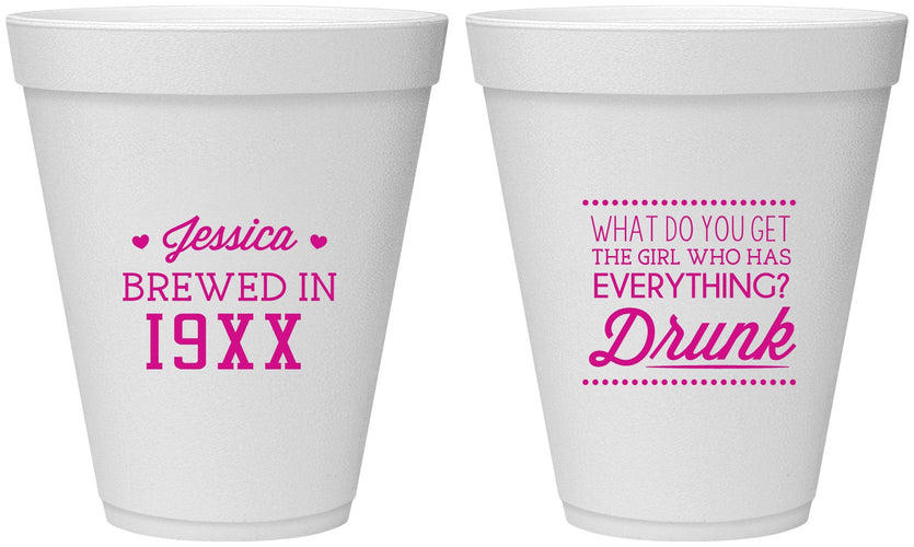 Personalized Birthday 12 oz Foam Cups - Drunk | 20147