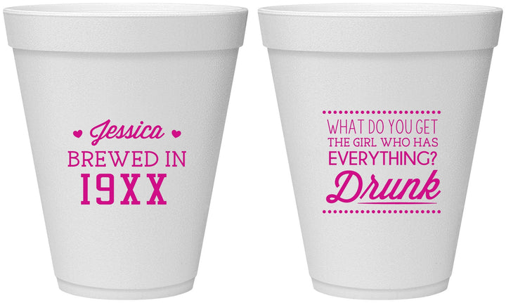 Personalized Birthday 12 oz Foam Cups - Drunk | 20147