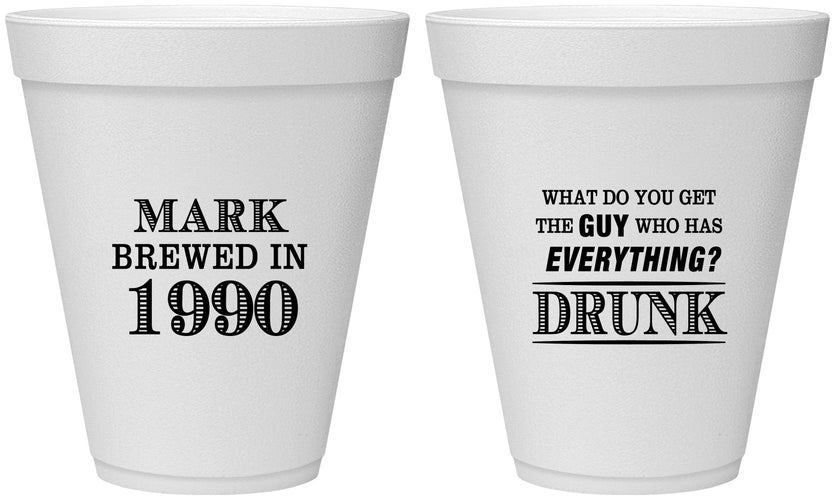 Personalized Birthday 12 oz Foam Cups - 40th | 20148