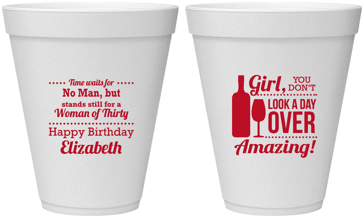 Personalized Birthday 12 oz Foam Cups - Look A Day Over Amazing | 20150