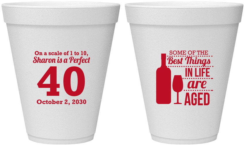 Personalized Birthday 12 oz Foam Cups - 40th Wine | 20155