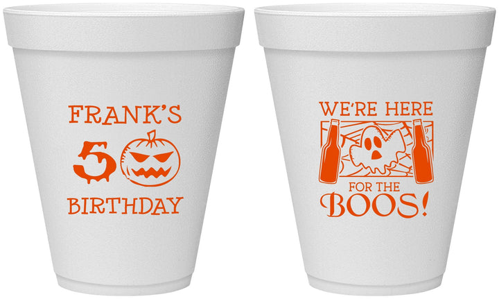 Personalized Birthday 12 oz Foam Cups - 50th Halloween | 20157