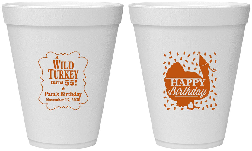 Personalized Birthday 12 oz Foam Cups - 55th Wild Turkey | 20159